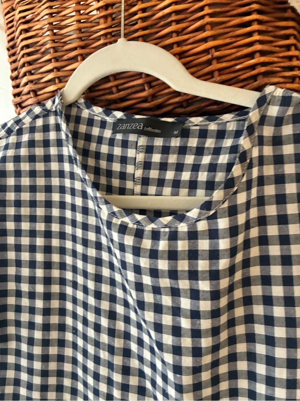Zanzea Blue and White Gingham Midi Dress - Picture 2 of 2